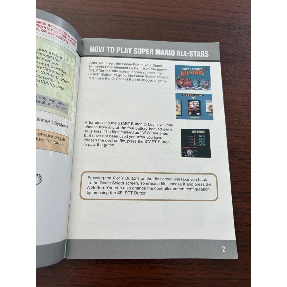 Super‎ Mario All-Stars Instruction Manual Booklet Super Nintendo Snes Authentic